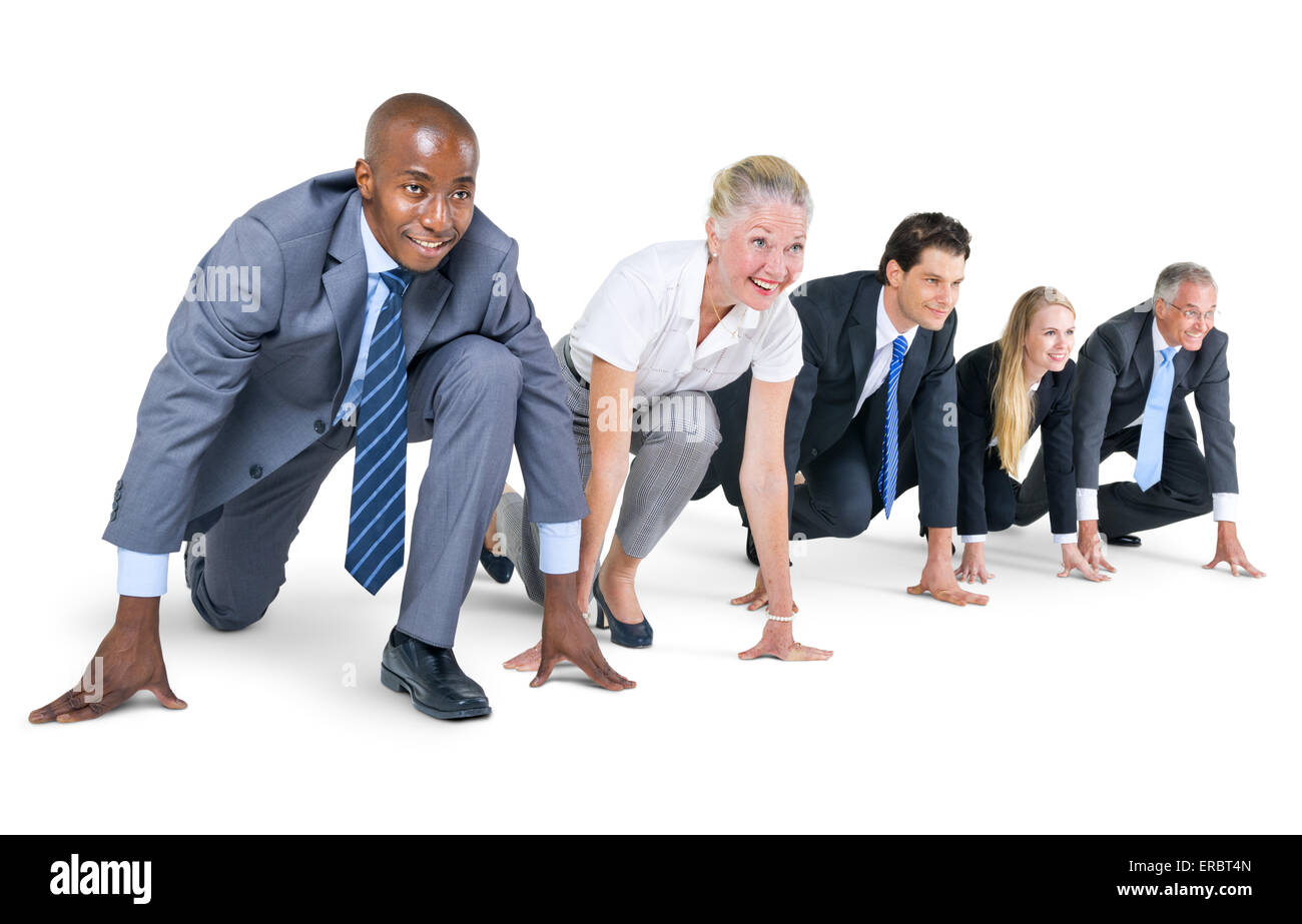 Groupe de gens d'affaires au point de départ Banque D'Images
