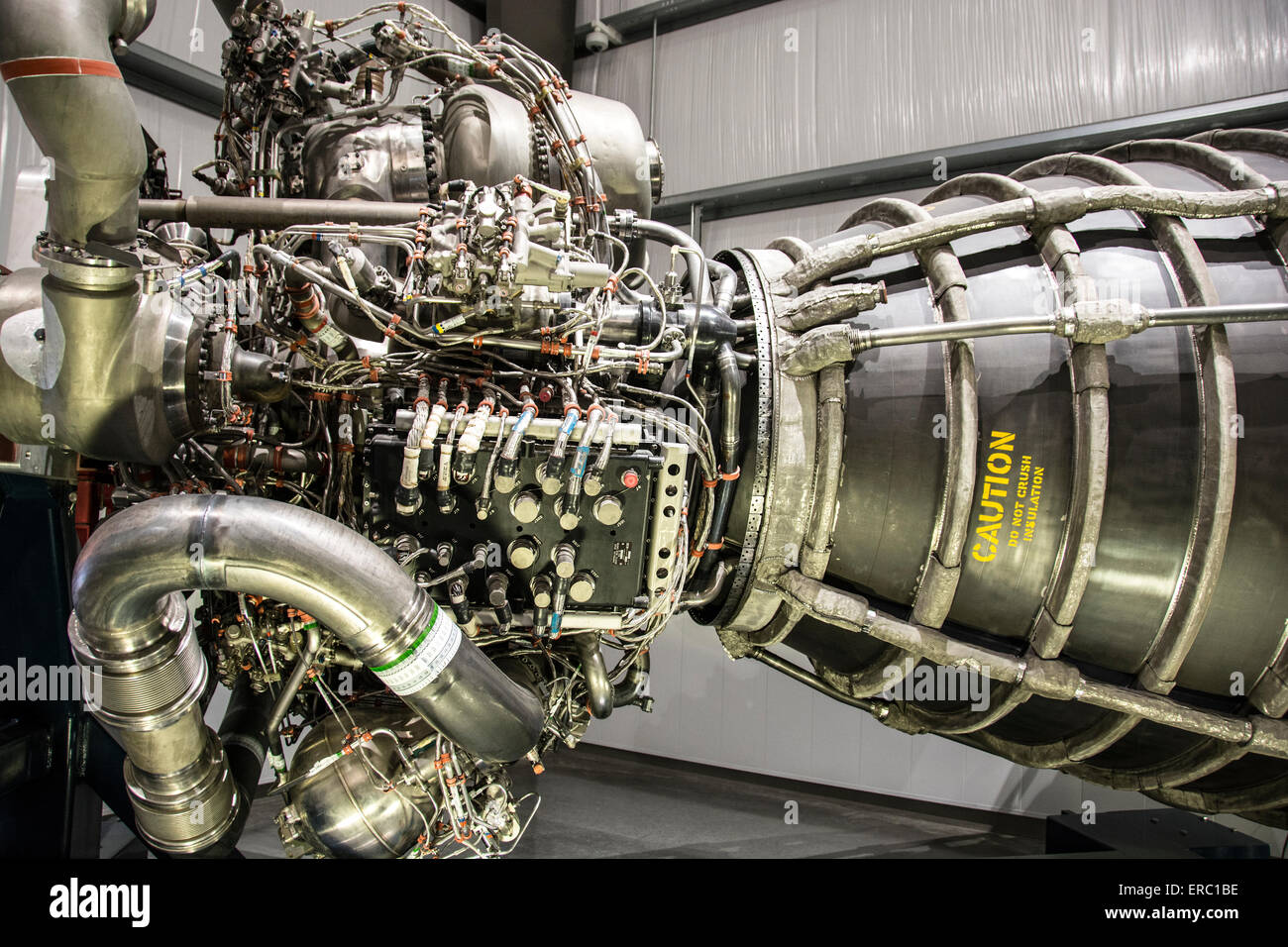 Un moteur de fusée d'un des cinq navettes spatiales construit dans le cadre du programme d'exploration spatiale des États-Unis. Banque D'Images