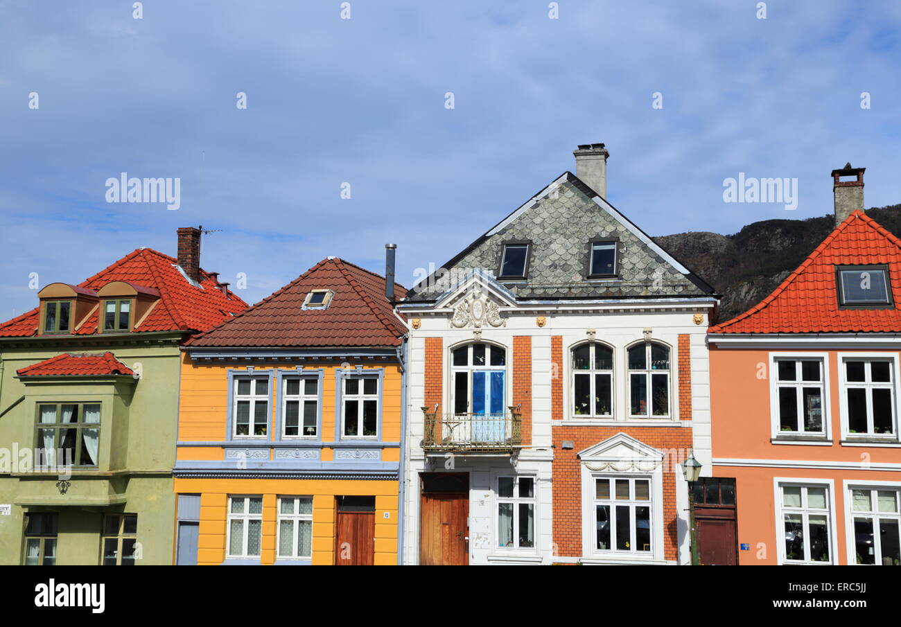 Close up de bâtiments colorés de Nordnes, Bergen, en Norvège Banque D'Images