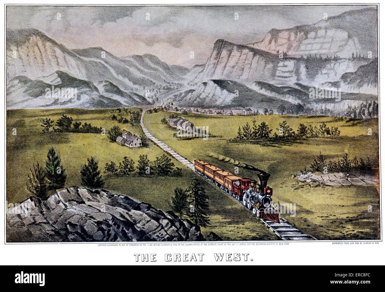 1870 LE GRAND OUEST - CURRIER & IVES LITHOGRAPHIE - 1870 Banque D'Images