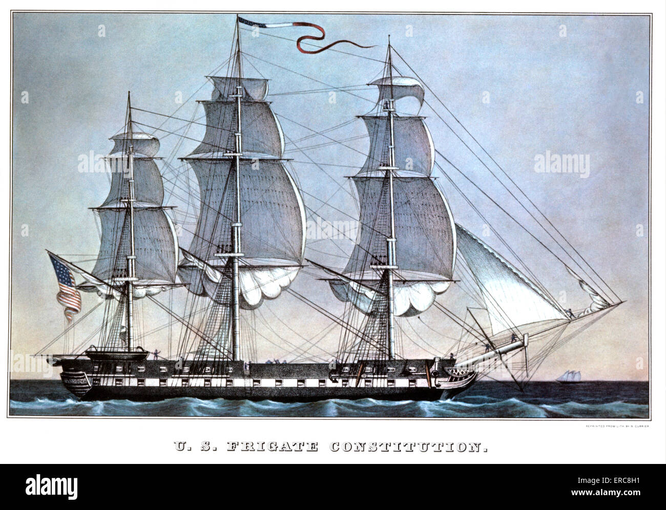 1840 frégate USS Constitution - CURRIER & IVES LITHOGRAPHIE - 1840 Banque D'Images