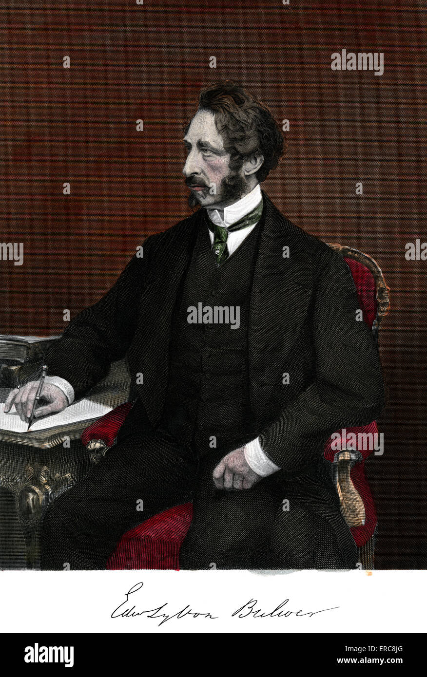 Années 1800 1860 PORTRAIT EDWARD BULWER LYTTON romancier anglais dramaturge politicien Banque D'Images