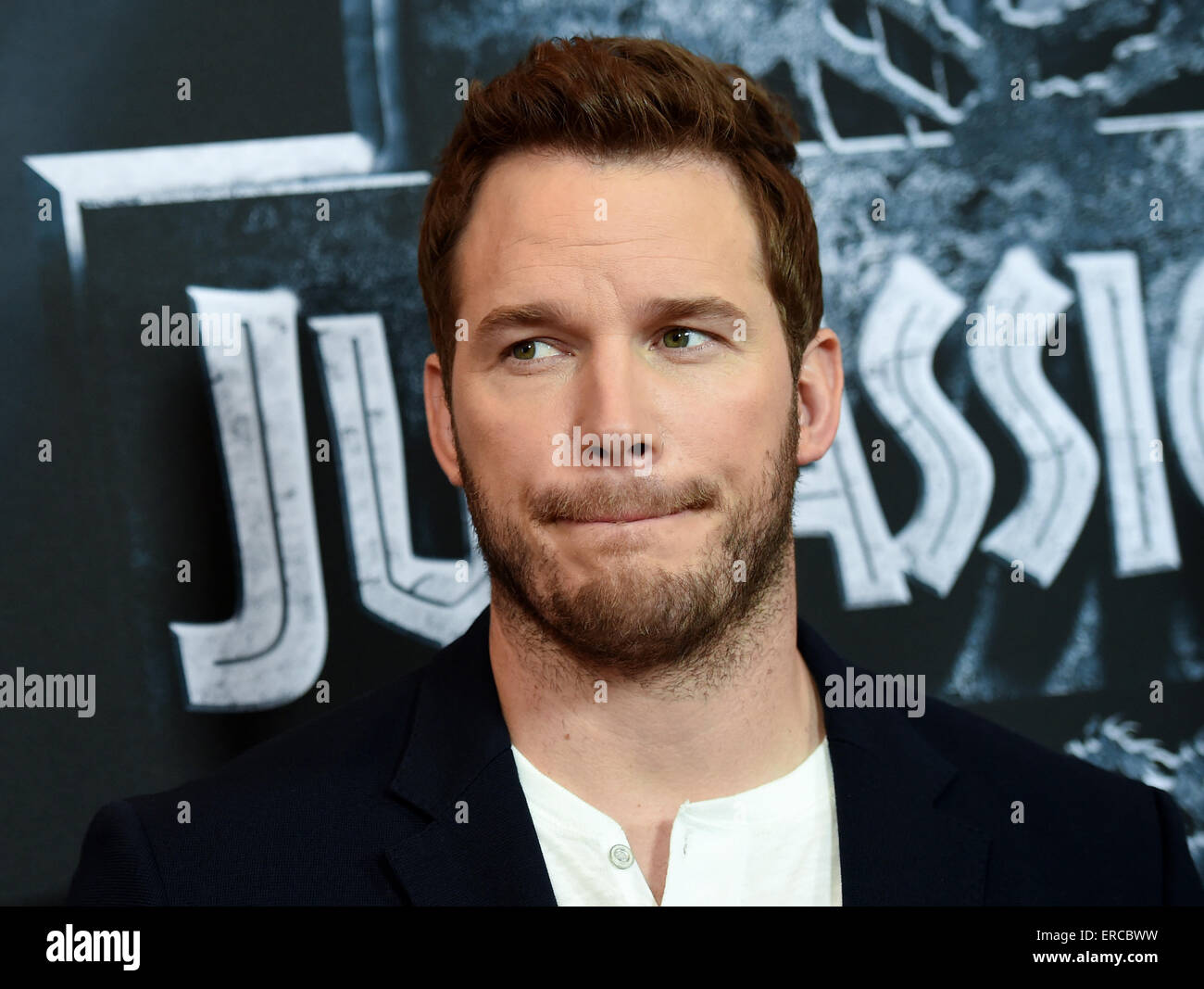 Berlin, Allemagne. 01 Juin, 2015. L'acteur américain Chris Pratt pose lors d'un photocall pour le film 'Jurassic World' à Berlin, Allemagne, 01 juin 2015. Le film sera dans les salles allemandes à partir du 11 juin 2015. Photo : Britta Pedersen/dpa/Alamy Live News Banque D'Images