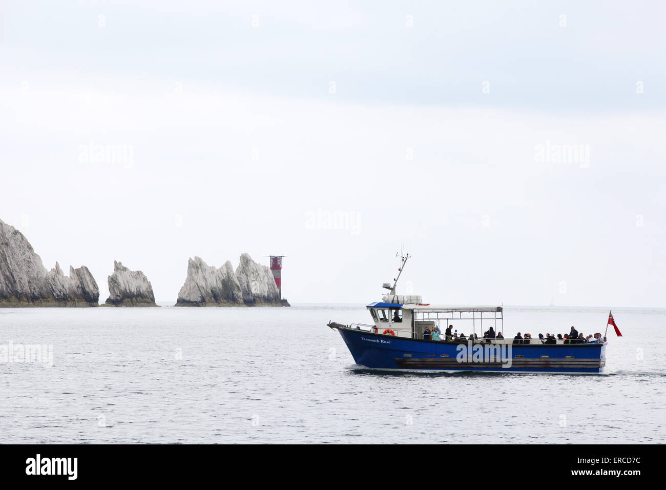 Plaisir des aiguilles, des croisières touristiques Rose Yarmouth voyage en bateau pour visiter les aiguilles sur l'île de Wight Banque D'Images