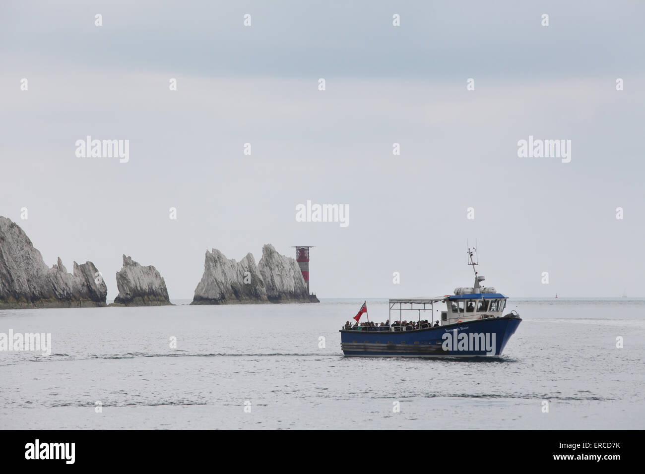 Plaisir des aiguilles, des croisières touristiques Rose Yarmouth voyage en bateau pour visiter les aiguilles sur l'île de Wight Banque D'Images