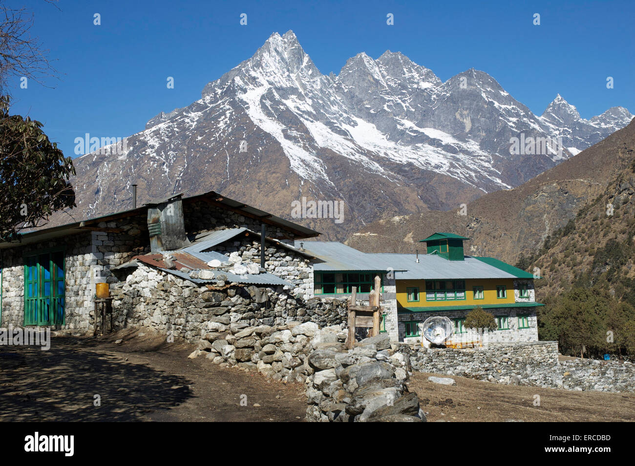 Himalayan lodges à Deboche dans la région de Khumbu au Népal Banque D'Images