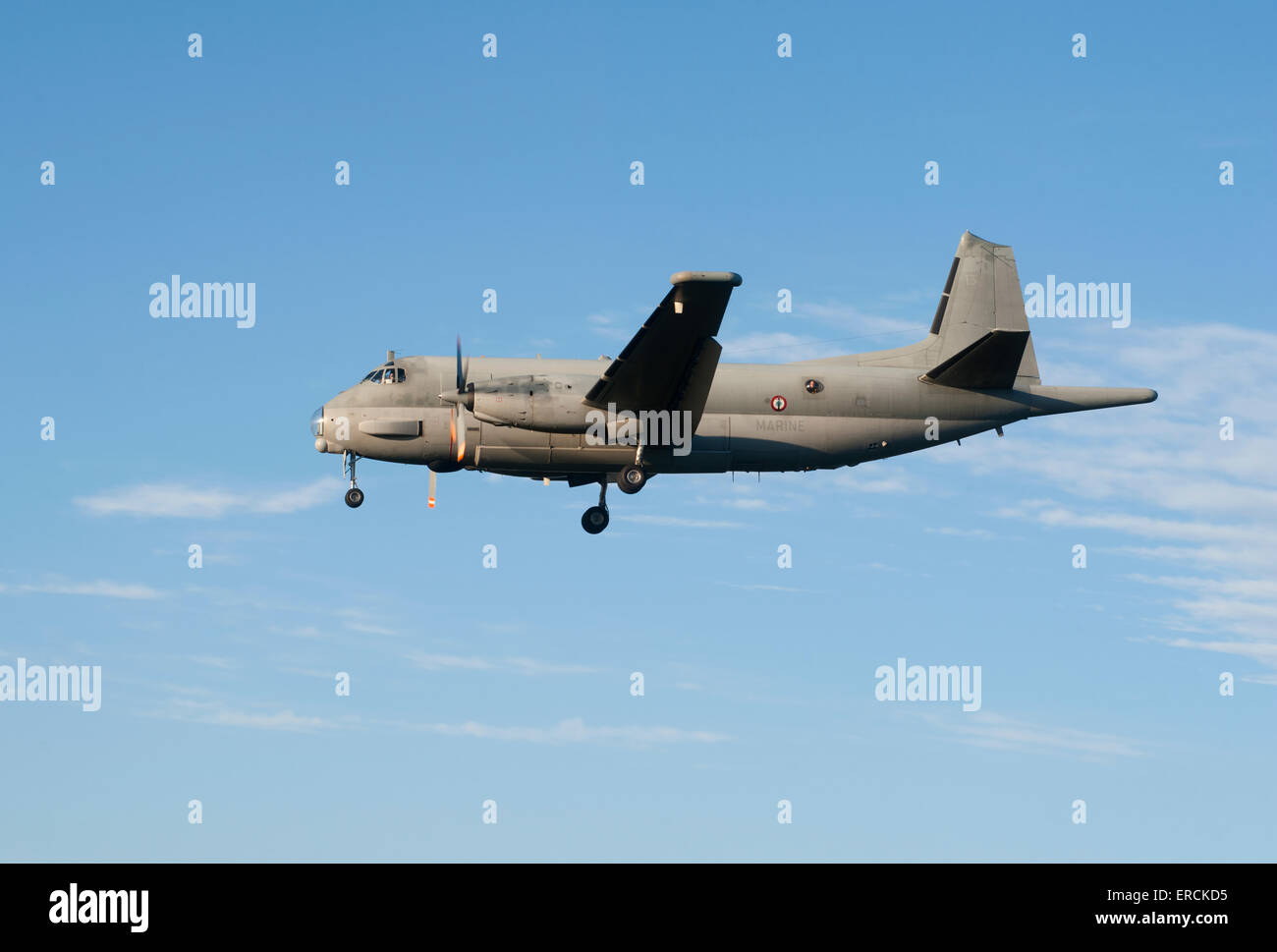 L'Atlantique l'avion de patrouille maritime ATL3 RAF Retour à l'Aérodrome de Lossiemouith alors que sur l'exercice britannique. 9841 SCO. Banque D'Images