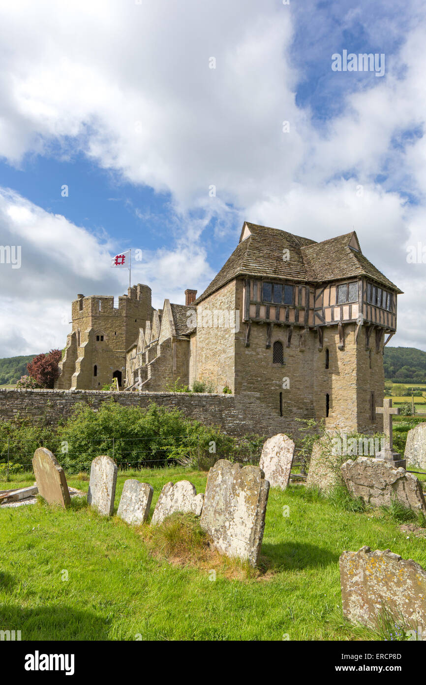 Stokesay Castle un manoir médiéval près de Craven Arms, Shropshire, England, UK Banque D'Images