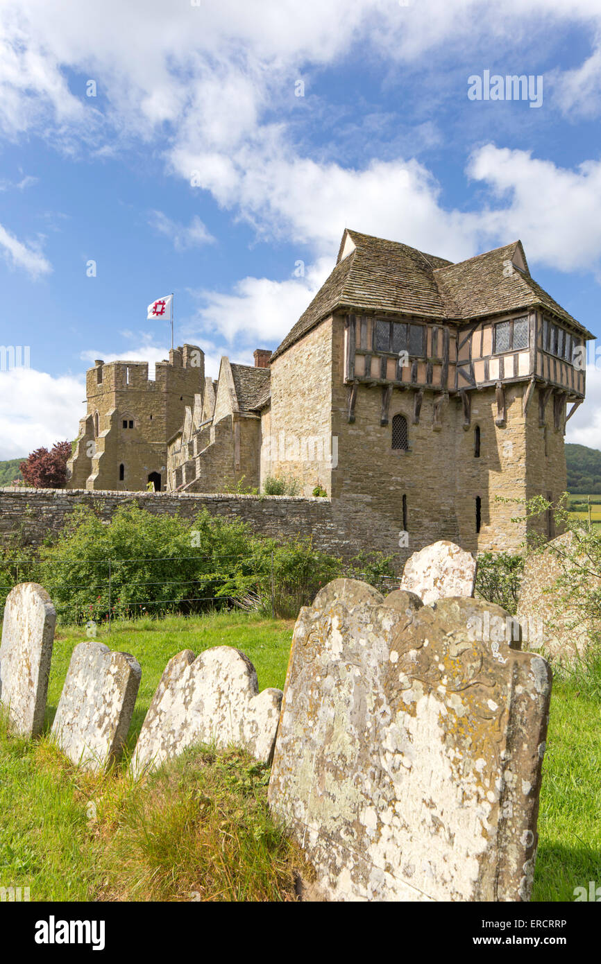 Stokesay Castle un manoir médiéval près de Craven Arms, Shropshire, England, UK Banque D'Images