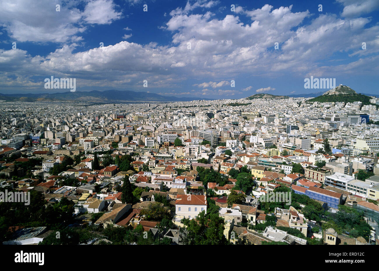 Grèce, Athènes, la ville vue de l'Acropole Banque D'Images