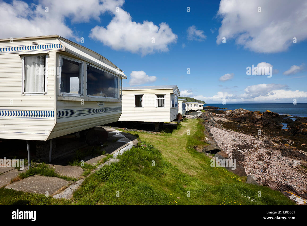 Caravanes statiques mobiles sur Caravan Park Cushendall le comté d'Antrim en Irlande du Nord UK Banque D'Images