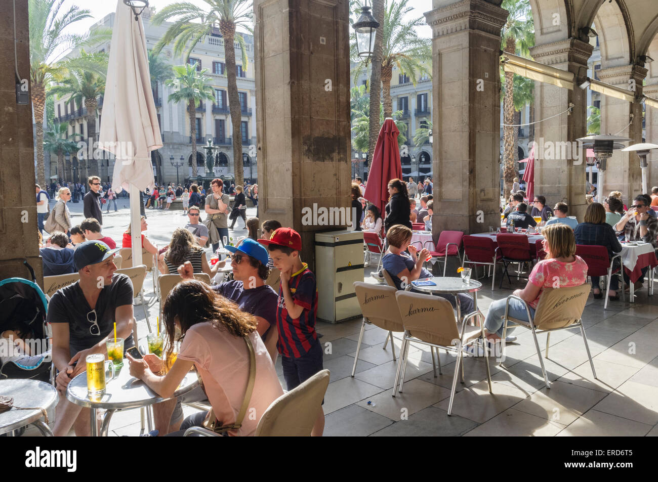 Restaurant à Plaça Reial, quartier gothique, Barcelone, Espagne Photo