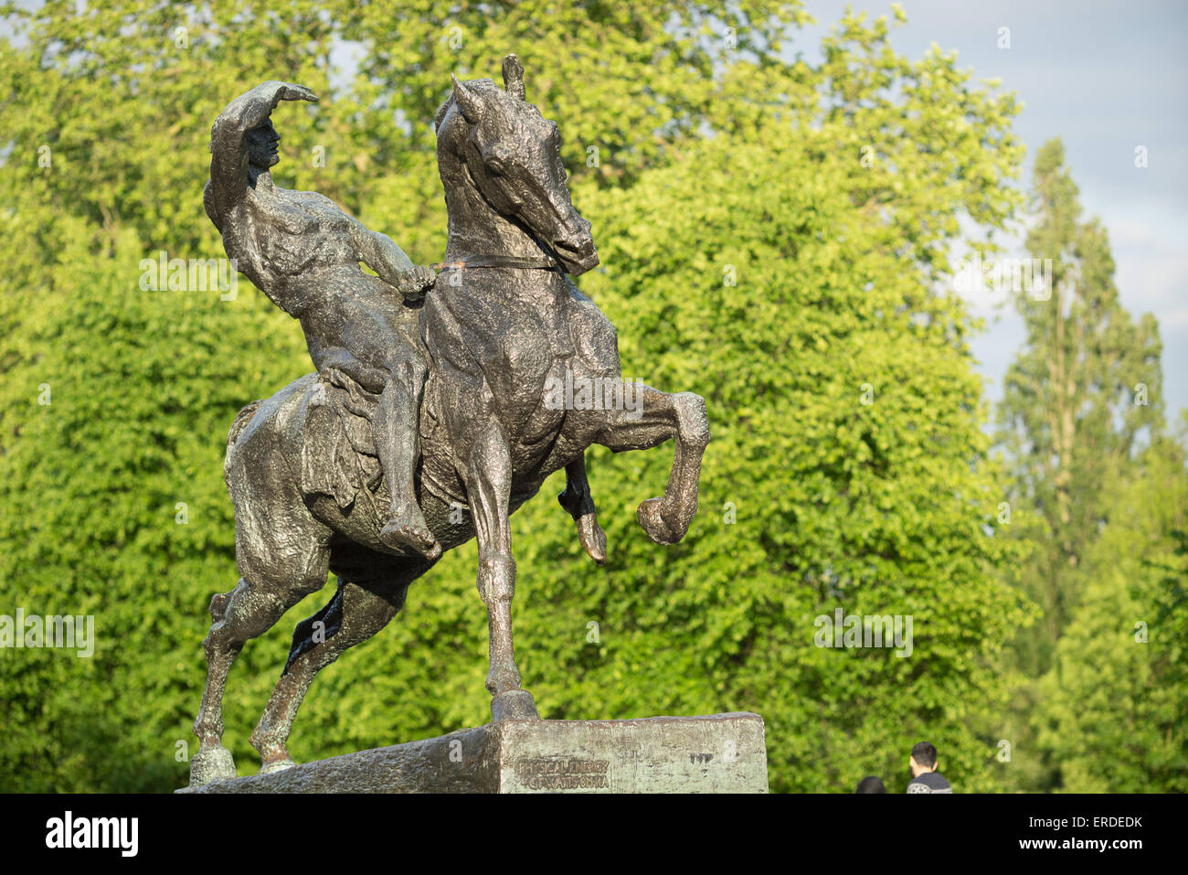 L'énergie physique. Sculpture en bronze de l'artiste anglais George Frederic Watts. Situé dans les jardins de Kensington, Londres. Banque D'Images