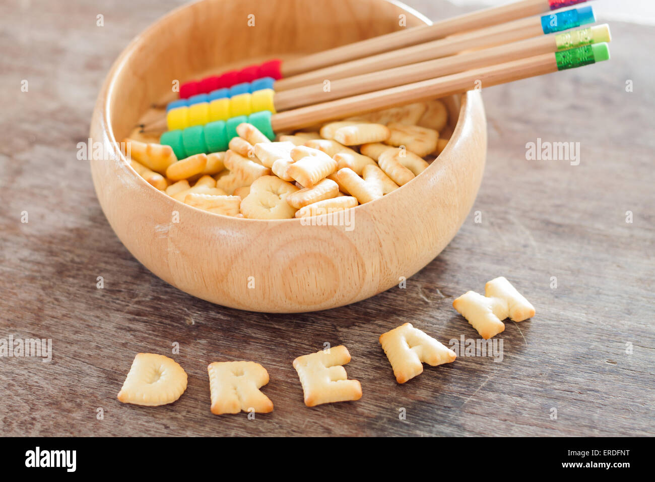 Alphabet rêve biscuit sur la table en bois, stock photo Banque D'Images