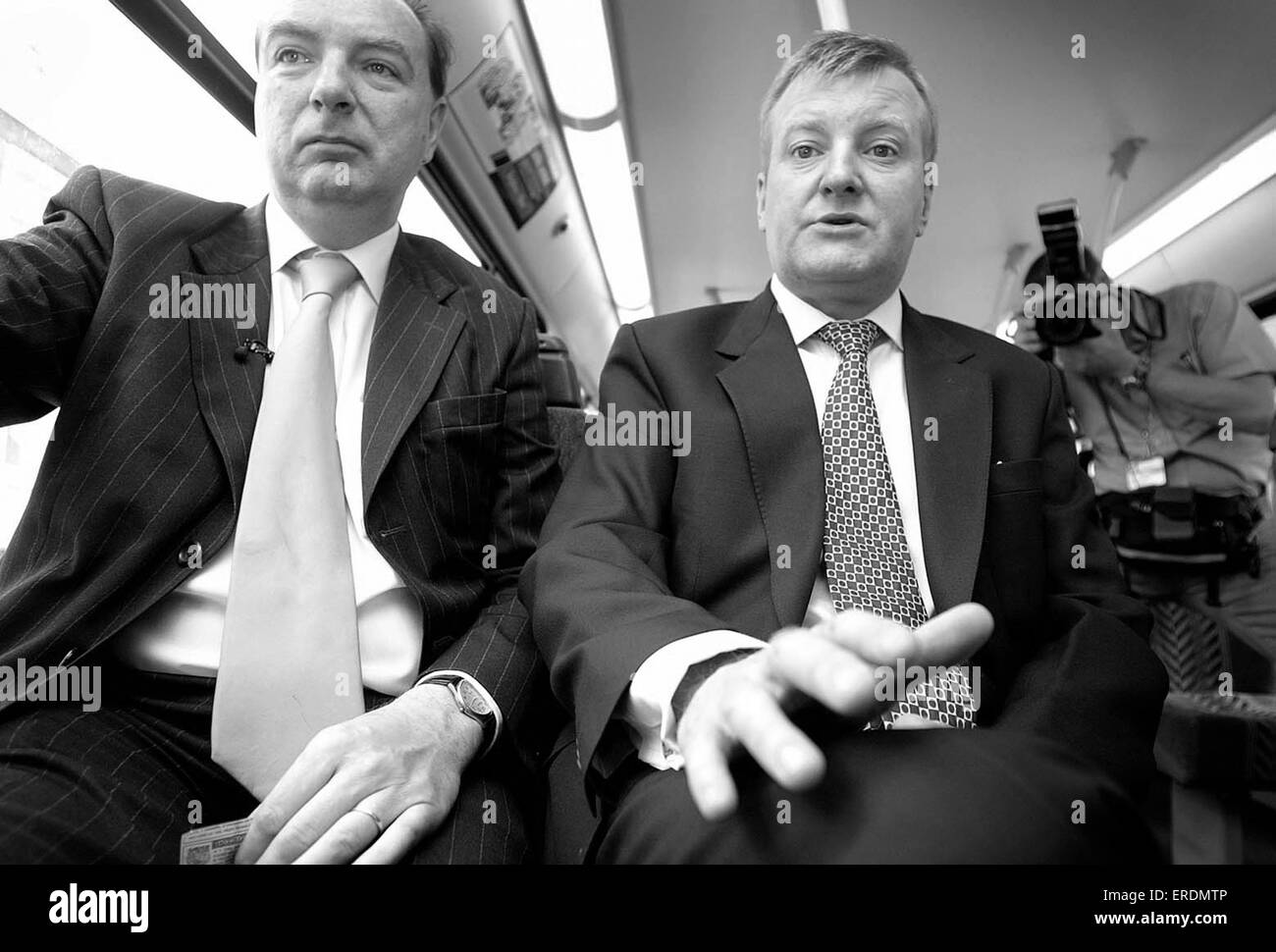 Charles Kennedy et Norman Baker sur un bus pendant la conférence du Parti libéral démocrate à Brighton, Grande-Bretagne 22 Sep 2003 Photo par James Boardman Banque D'Images