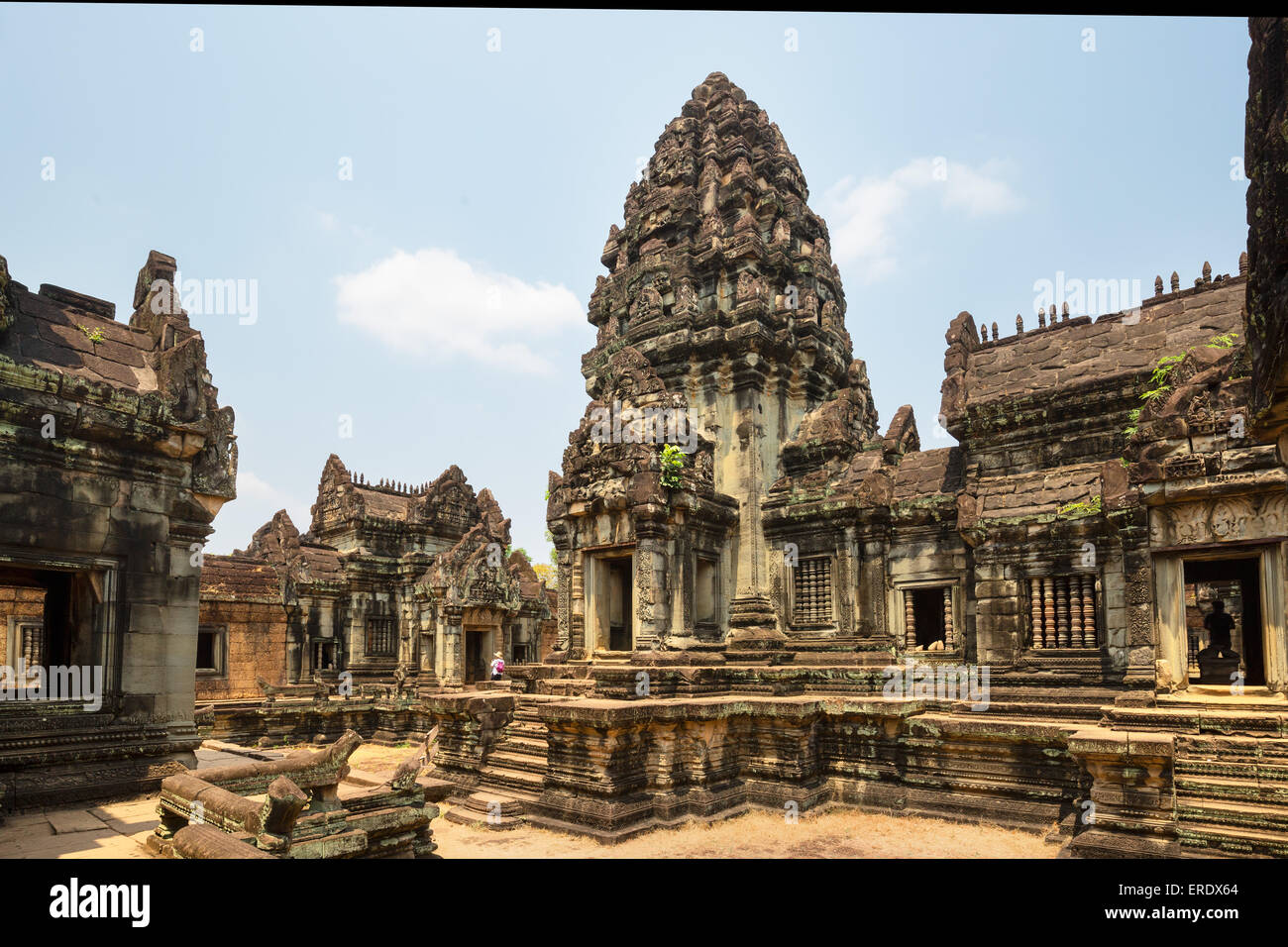 Cour intérieure et Prasat avec Mandapa, Banteay Samre Temple, Angkor, la Province de Siem Reap, Cambodge Banque D'Images