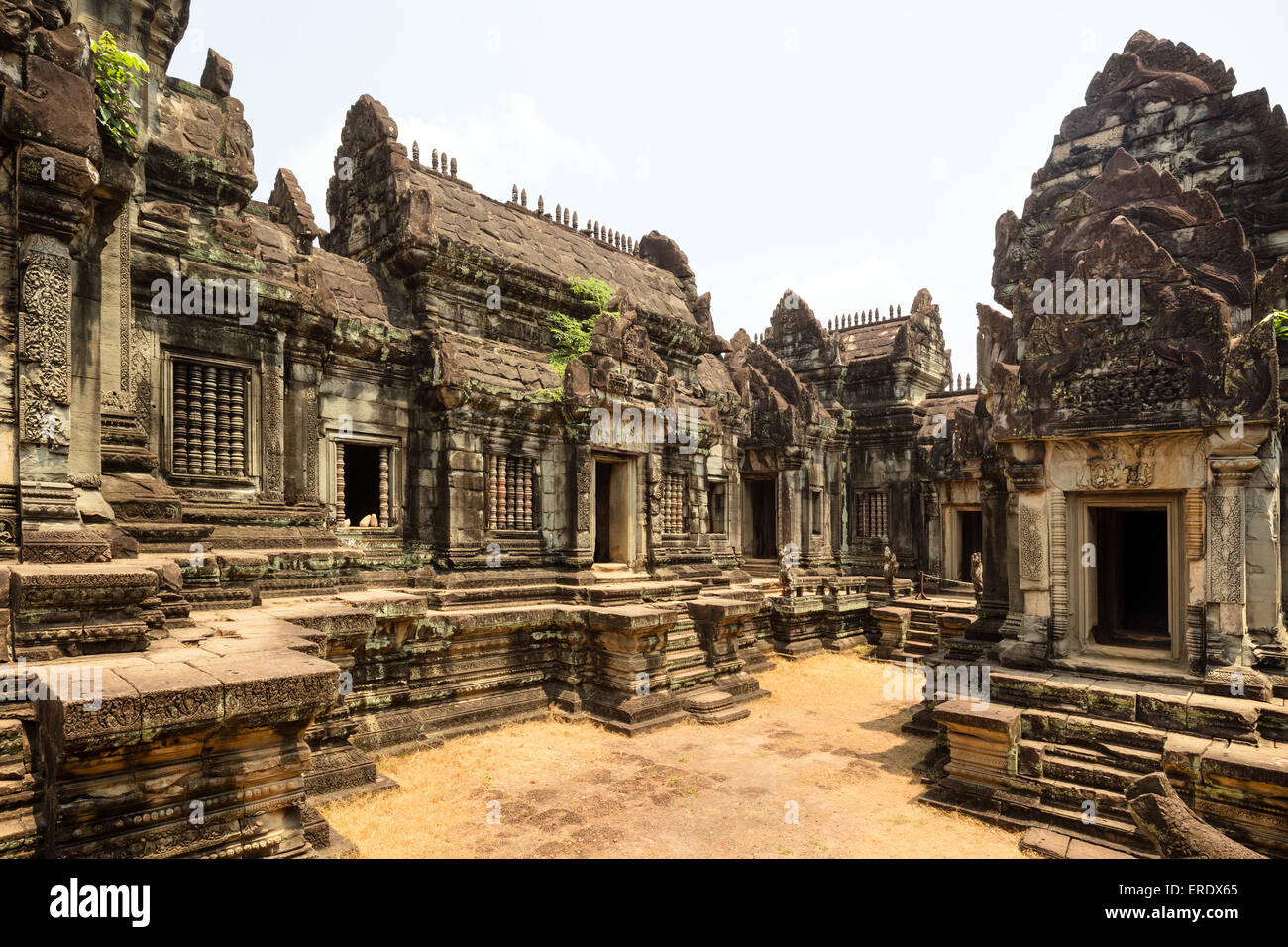 Cour avec Mandapa, Banteay Samre Temple, Angkor, la Province de Siem Reap, Cambodge Banque D'Images