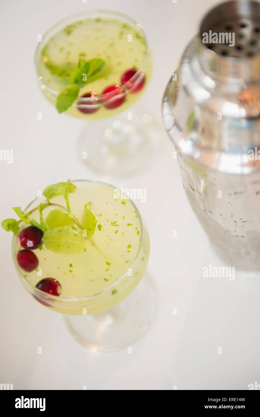 Close up de cocktails avec garniture Banque D'Images
