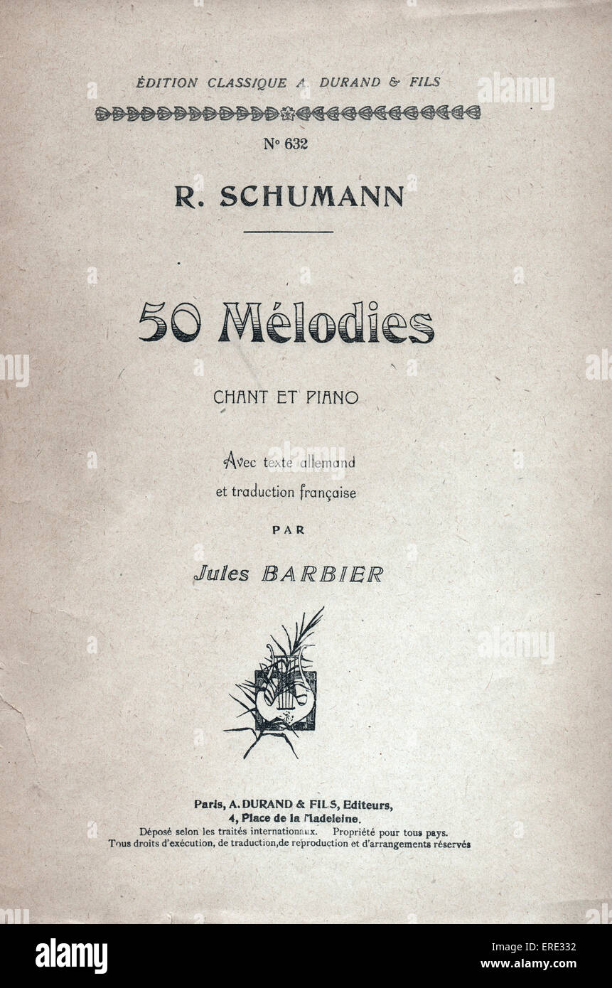 Capot avant d'une collection de morceaux de Schumann, publiées en France autour de 1910 Banque D'Images