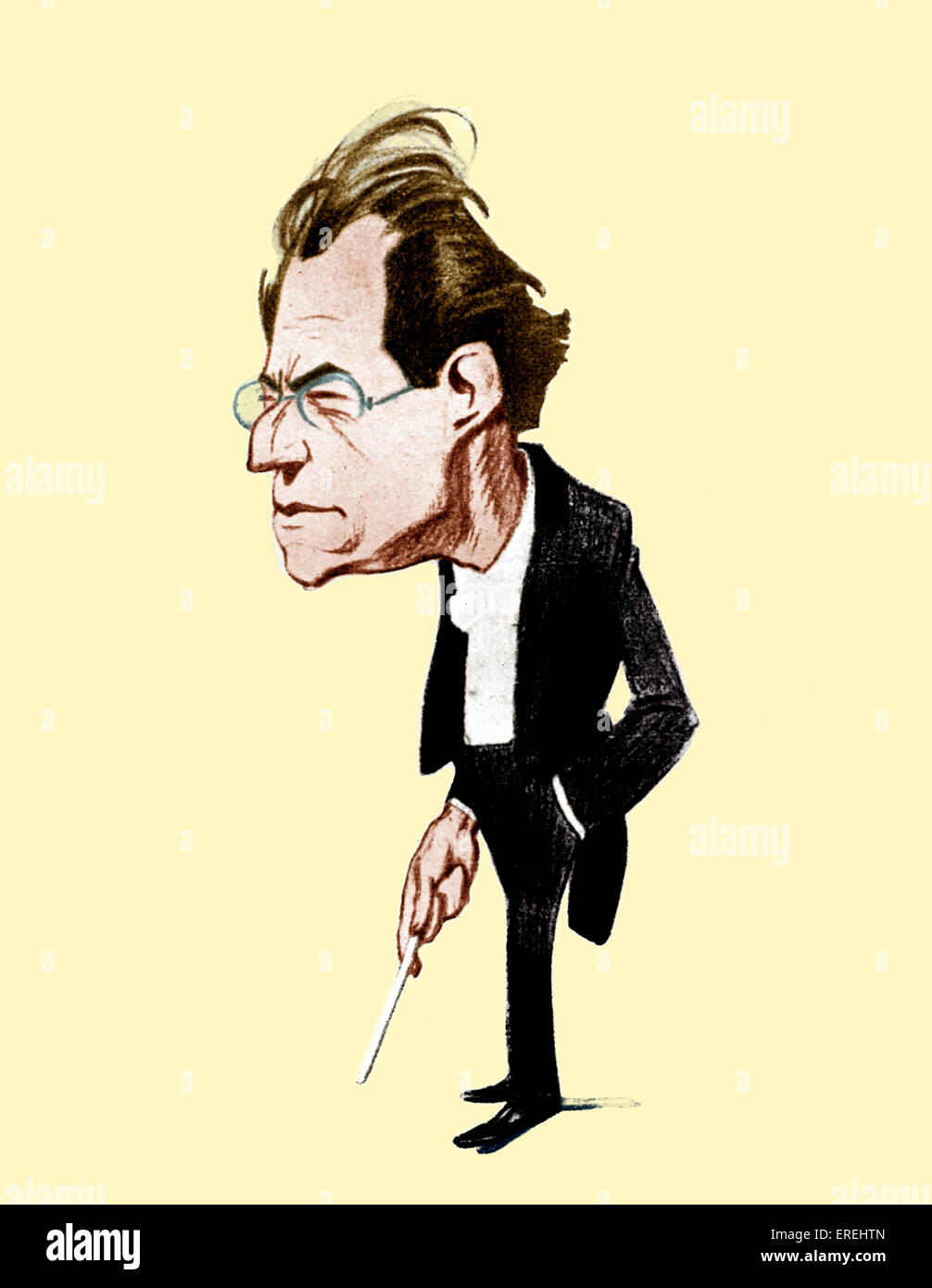 Gustav Mahler. Caricature par Oscar Garvens compositeur autrichien, 7 juillet 1860 - 18 mai 1911. Oscar Garvens 1874-1951 Banque D'Images