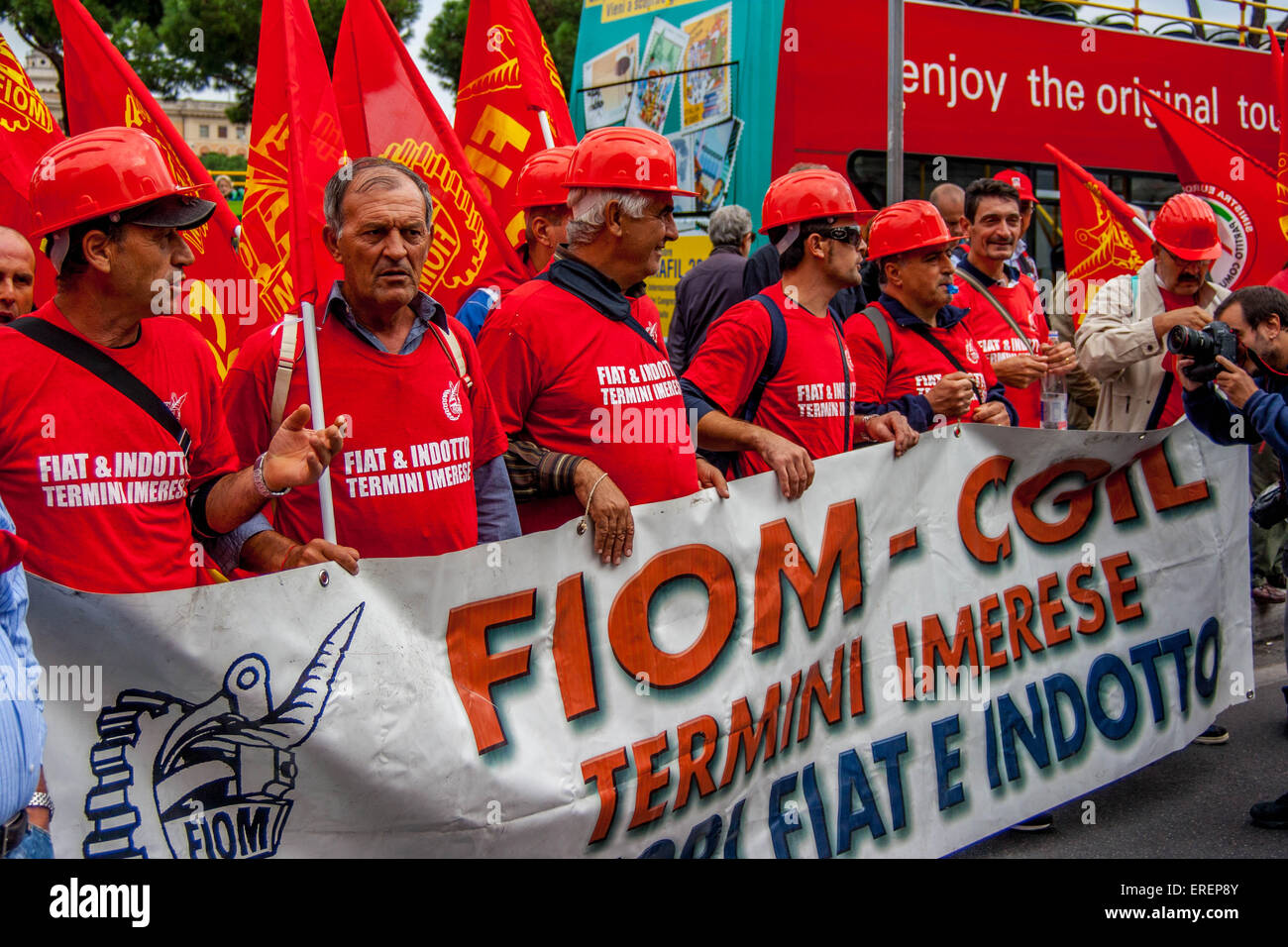 Manifestation du syndicat FIOM qui a eu lieu à Rome en octobre 2010 Banque D'Images