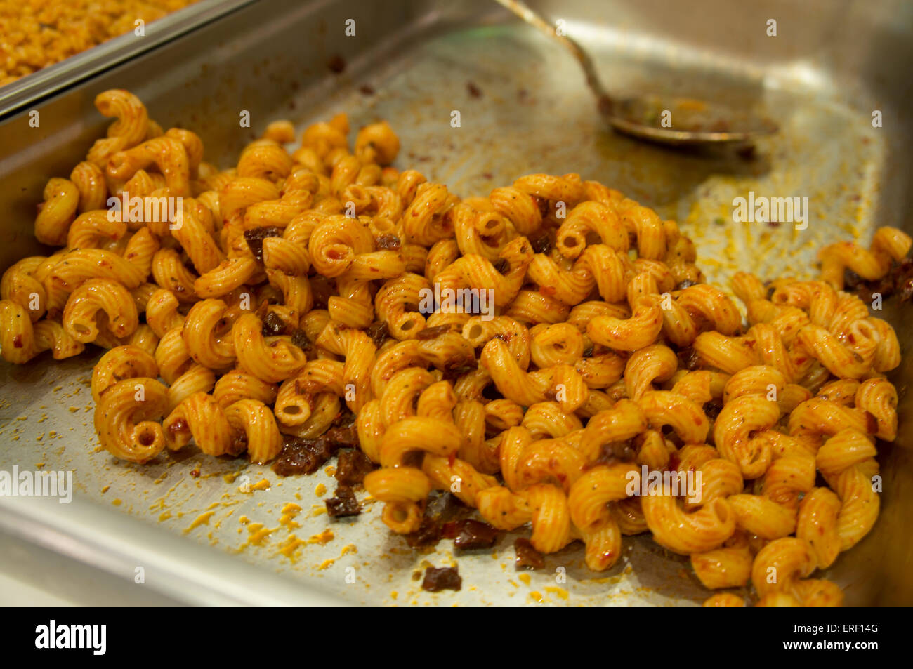 Macaroni Spaghetti plateau à repas Dîner repas alimentation alimentation Banque D'Images
