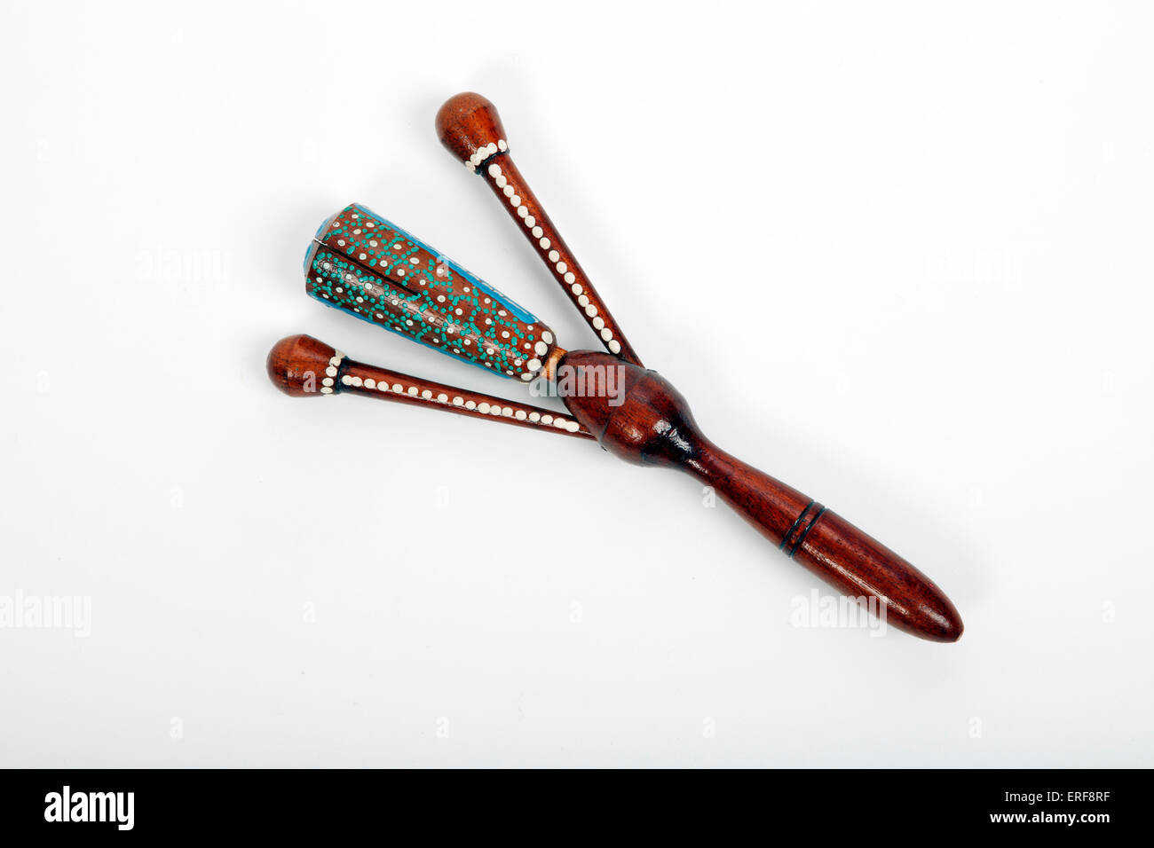 Claquoir ou clacker. Instrument de percussion des aborigènes d'Australie Banque D'Images