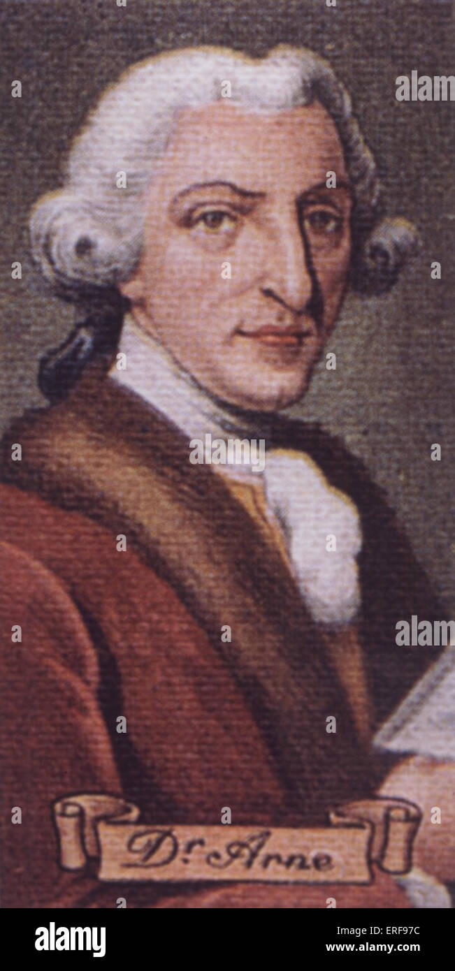 Thomas Augustine Arne,. Compositeur anglais, 12 mars 1710 - 5 mars 1778. Banque D'Images