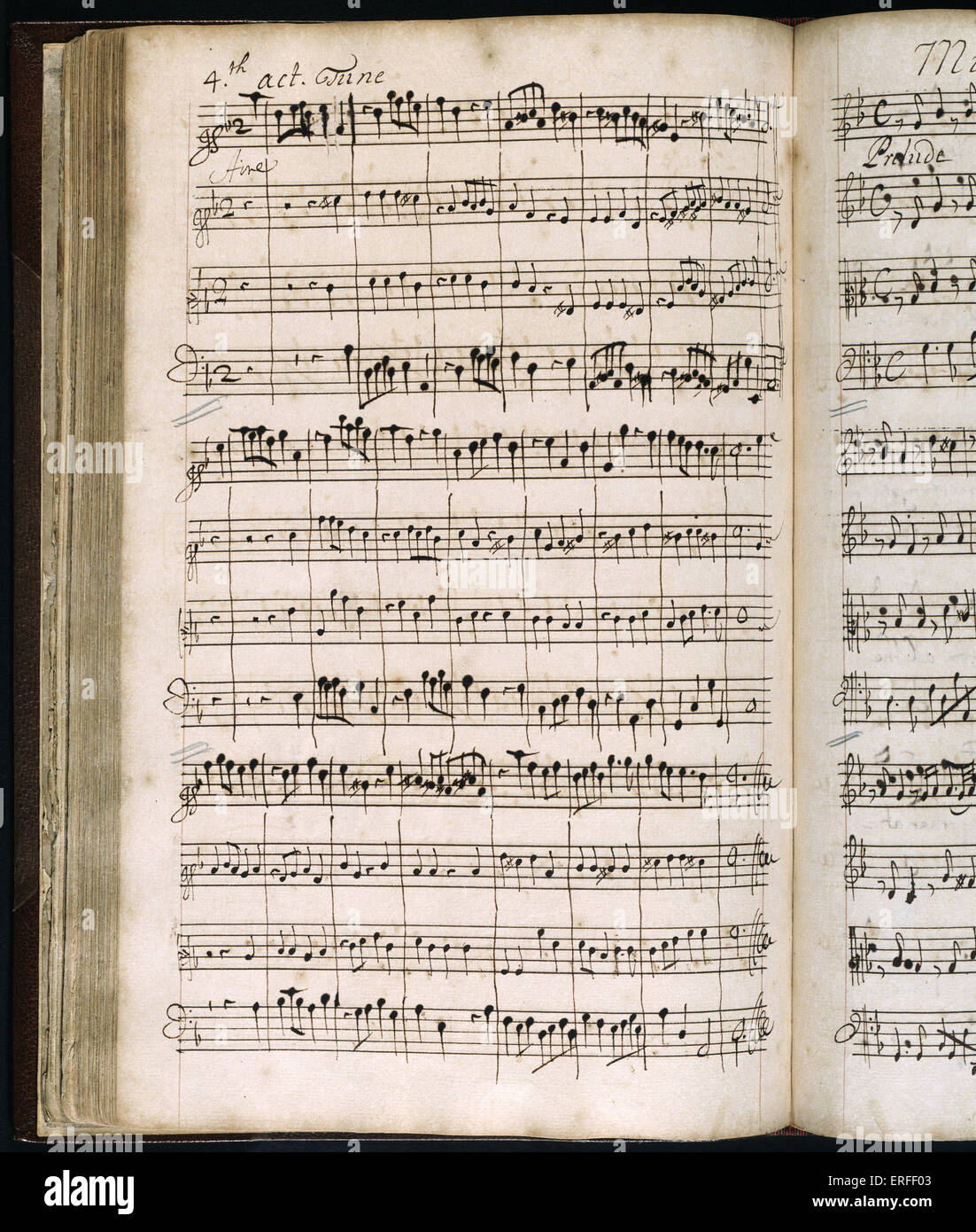 Note manuscrite de Henry Purcell pour 'The Fairy Queen', quatrième acte music, vers 1692. Compositeur français (1659-1695). Banque D'Images