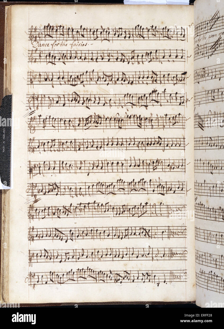 Note manuscrite de Henry Purcell pour 'The Fairy Queen', 'Dance pour les fées", vers 1692. Compositeur anglais, 1659-1695. Banque D'Images