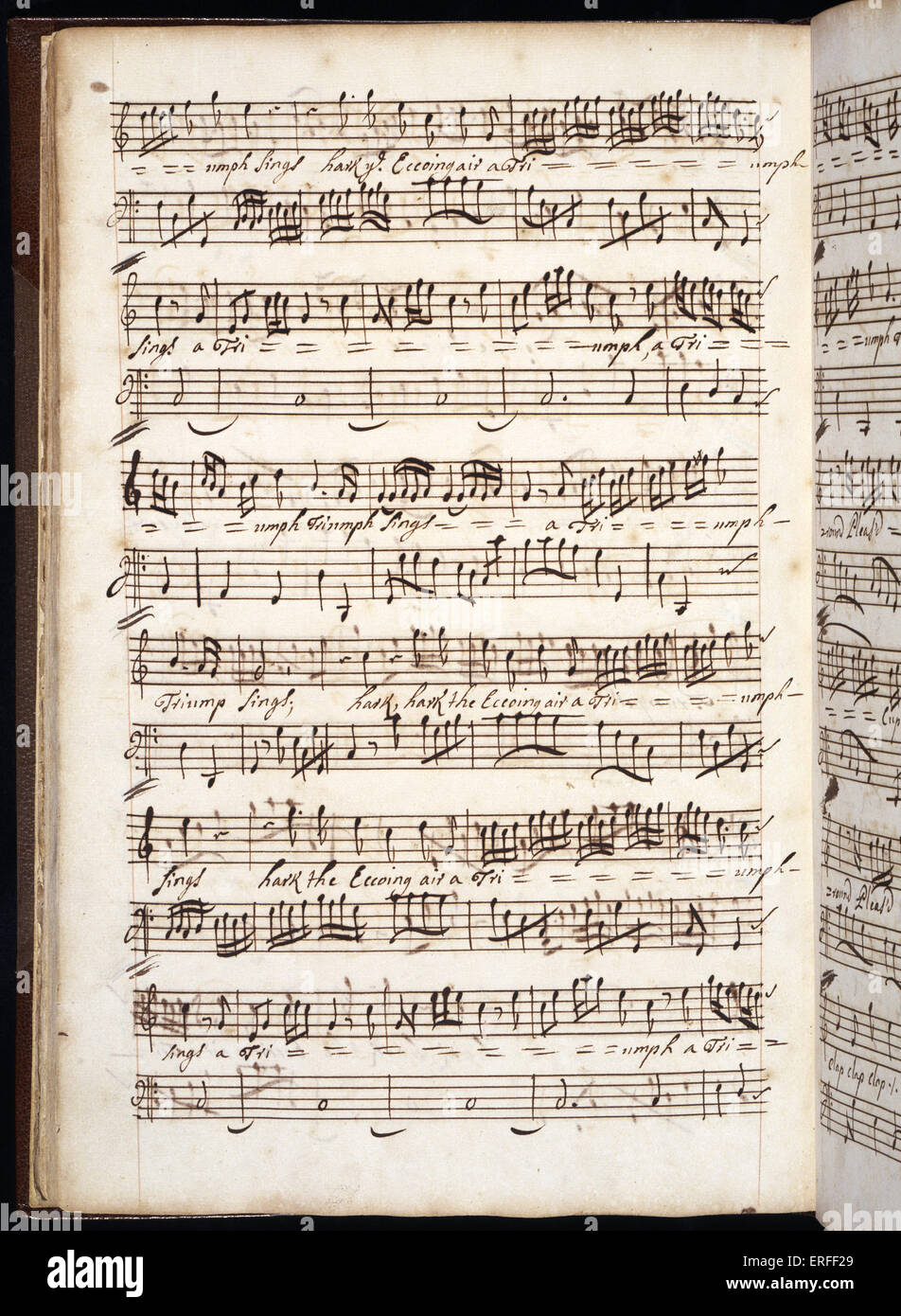 Note manuscrite de Henry Purcell pour 'The Fairy Queen', 'Hark, l'Ech'oing Air', vers 1692. Compositeur anglais. 1659-1695. Banque D'Images