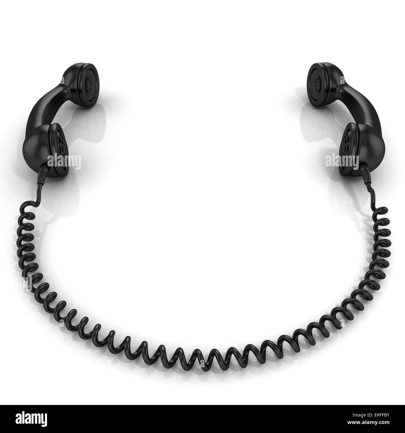 Old Fashion noir combinés de téléphone connecté isolé sur fond blanc Banque D'Images