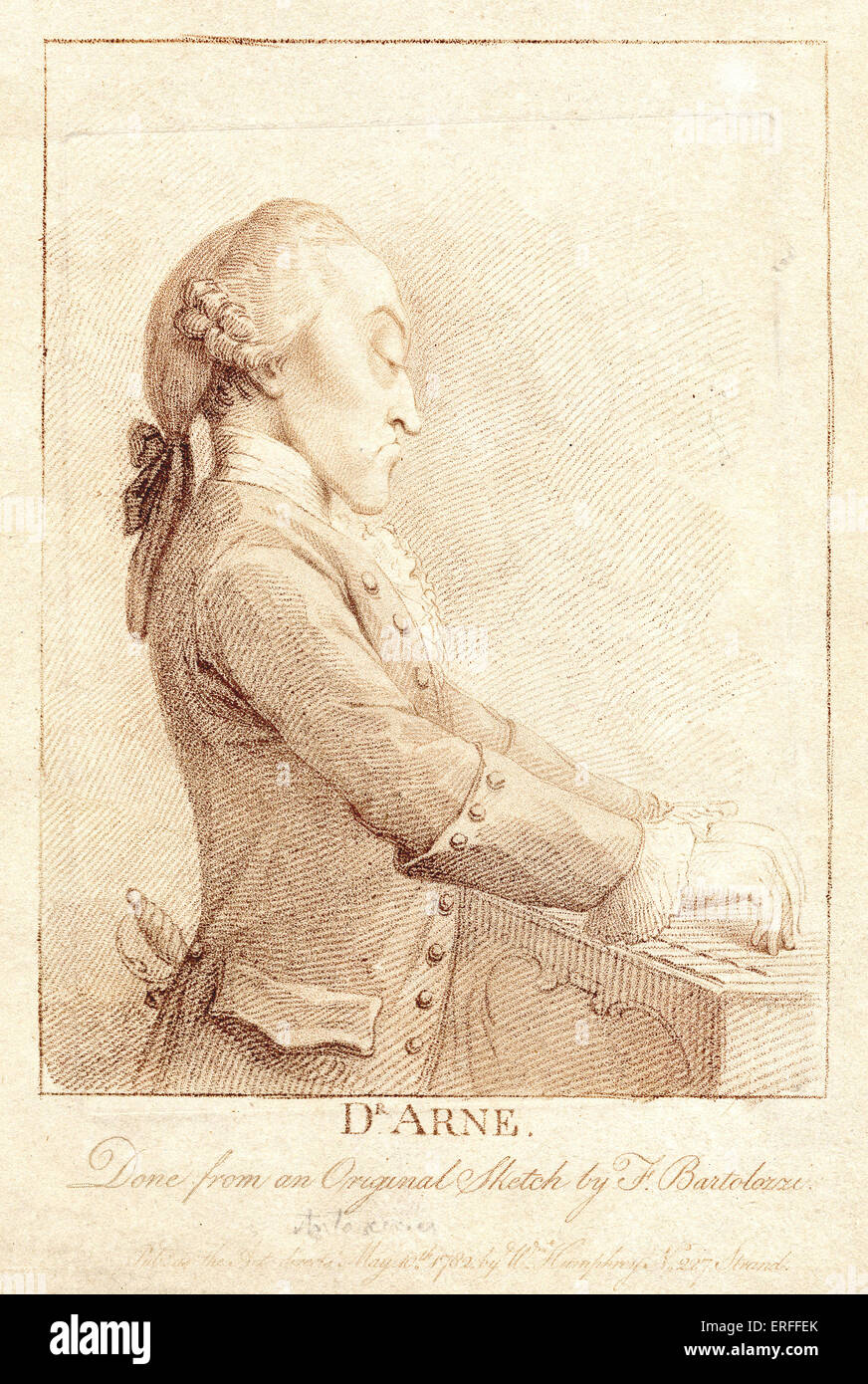 Thomas Augustine Arne - compositeur anglais .1710-1778 Imprimé en encre - ligne de crépi et inscrits dans la gravure ci-dessous imprimer Banque D'Images