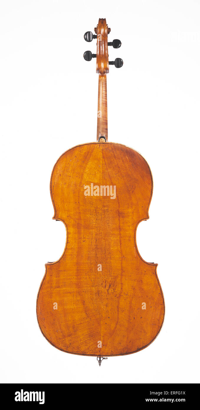 Violoncelle par Celoniato, Turin c. 1740. Vue arrière Crédit : Clarissa Bruce/Royal Academy of Music Banque D'Images