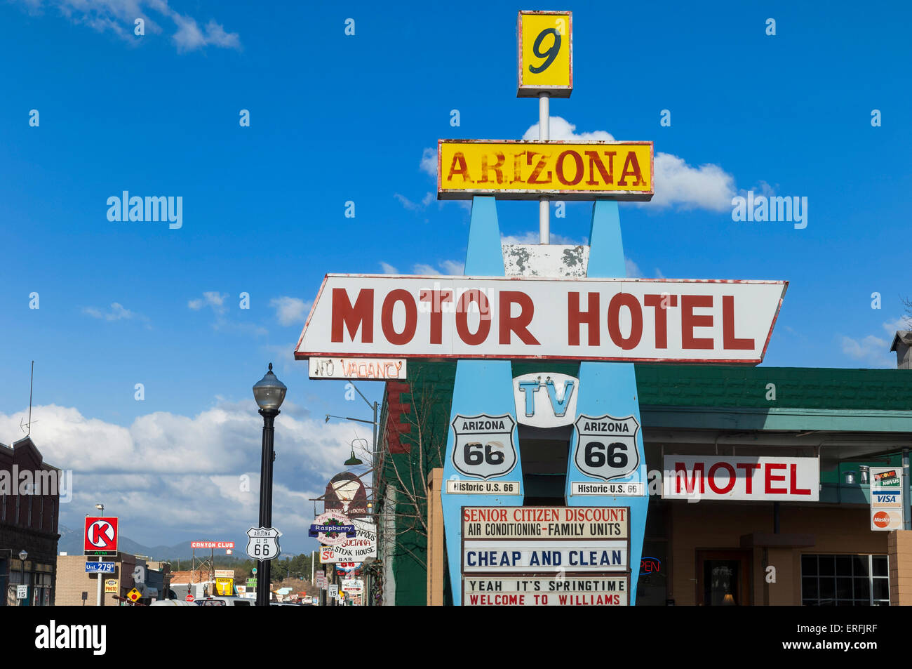 Motor Hotel. Route 66. Williams. De l'Arizona. USA Banque D'Images