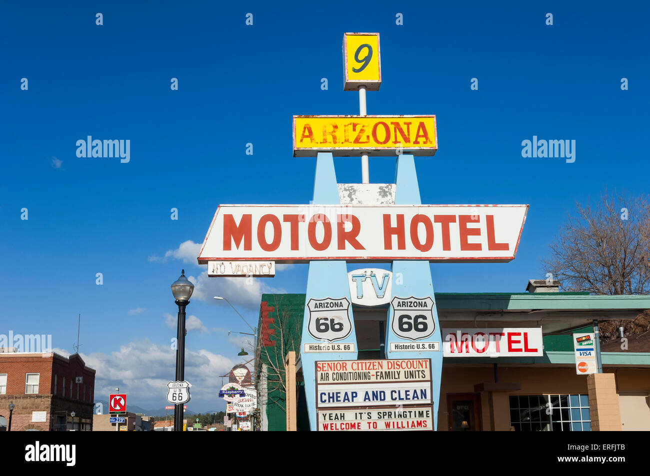 Motor Hotel. Route 66. Williams. De l'Arizona. USA Banque D'Images