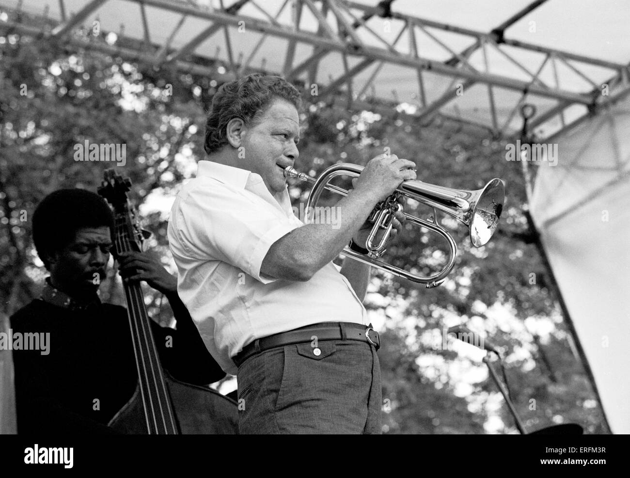 Rodney rouge - portrait de la trompettiste de jazz américain jouant avec Ira Sullivan à l 1981 Capital Radio Jazz Festival à Banque D'Images