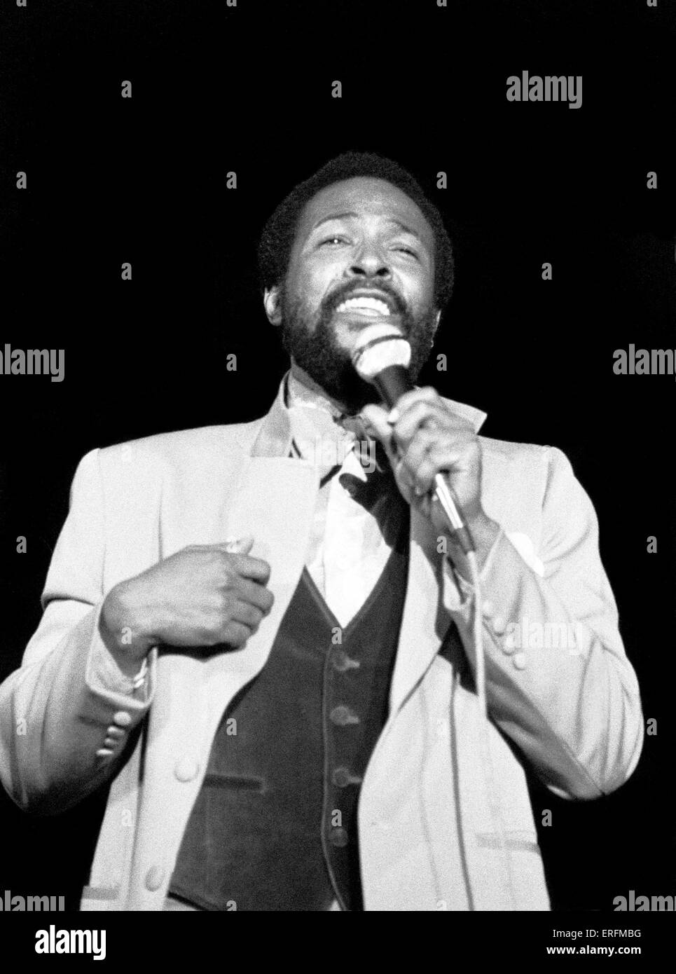 Marvin Gaye - portrait de l'âme américaine et la chanteuse de R&B à la Bingley Hall, Birmingham, en Angleterre, en 1976. MG : 2 Banque D'Images