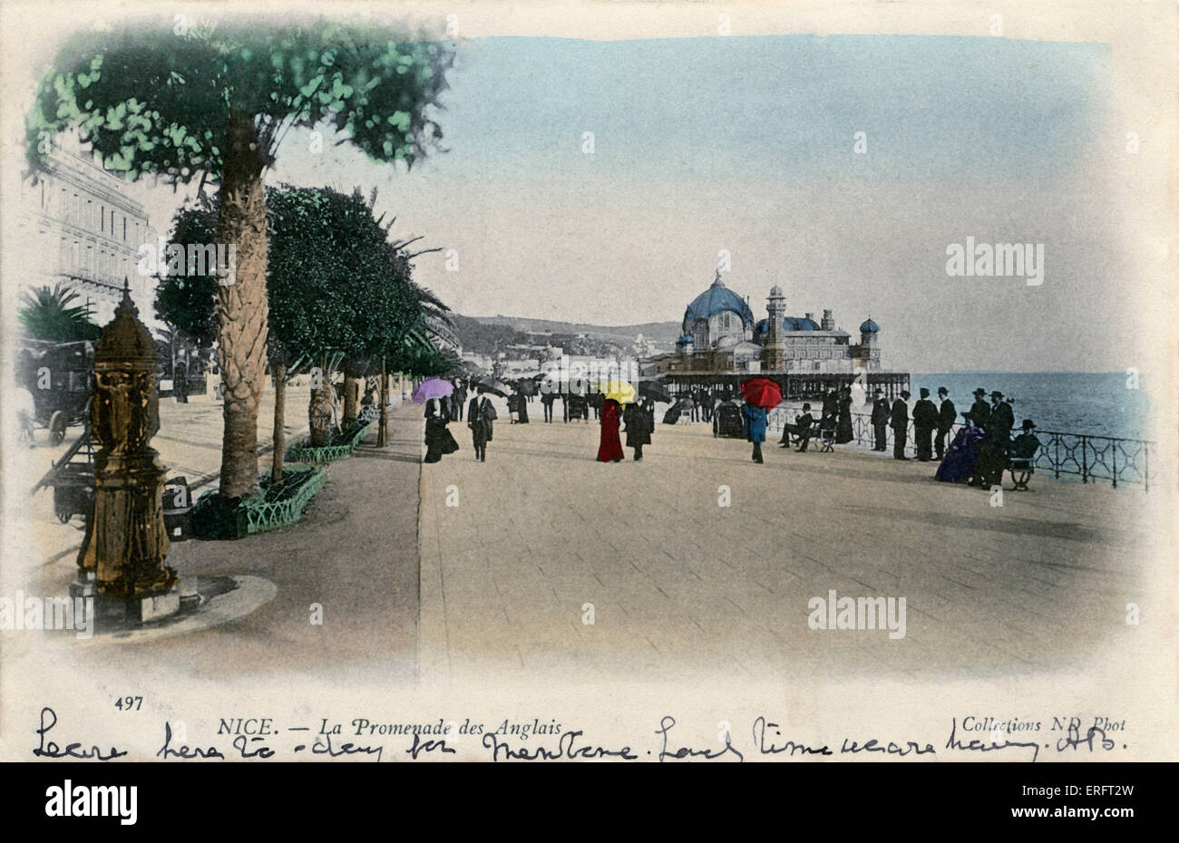 Nice - La Promenade des Anglais, les personnes promenading sur cette fameuse rue. Publié 1903. Banque D'Images