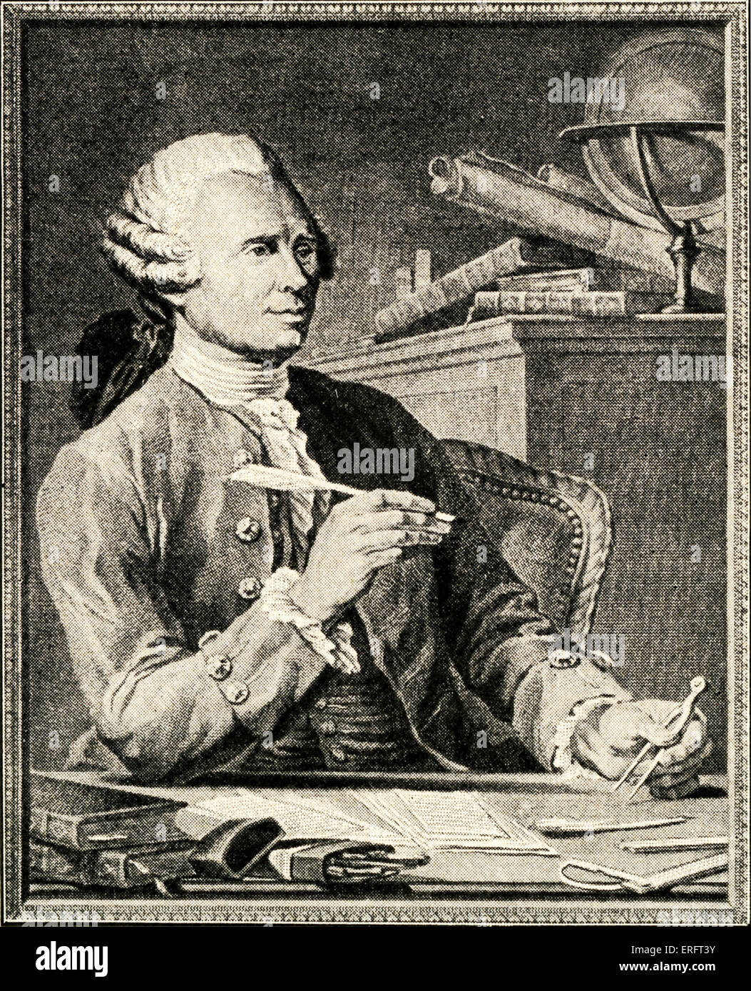 Jean Le Rond D'Alembert - illustration par Nicolas-Rene Jollain (Peintre français : 1732 - 1804), gravure par B. L Henriquez. Banque D'Images