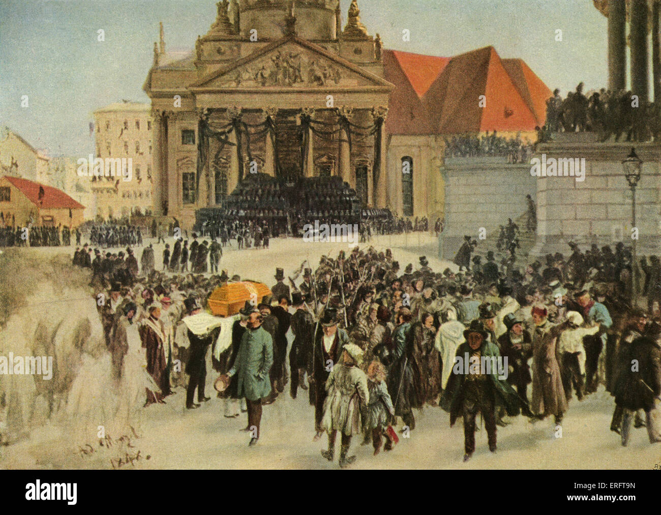 'Die Aufbahrung der Märzgefallenen' ('Les victimes de la révolution de mars à Berlin en chapelle ardente') - D'après une peinture par Adolph Banque D'Images