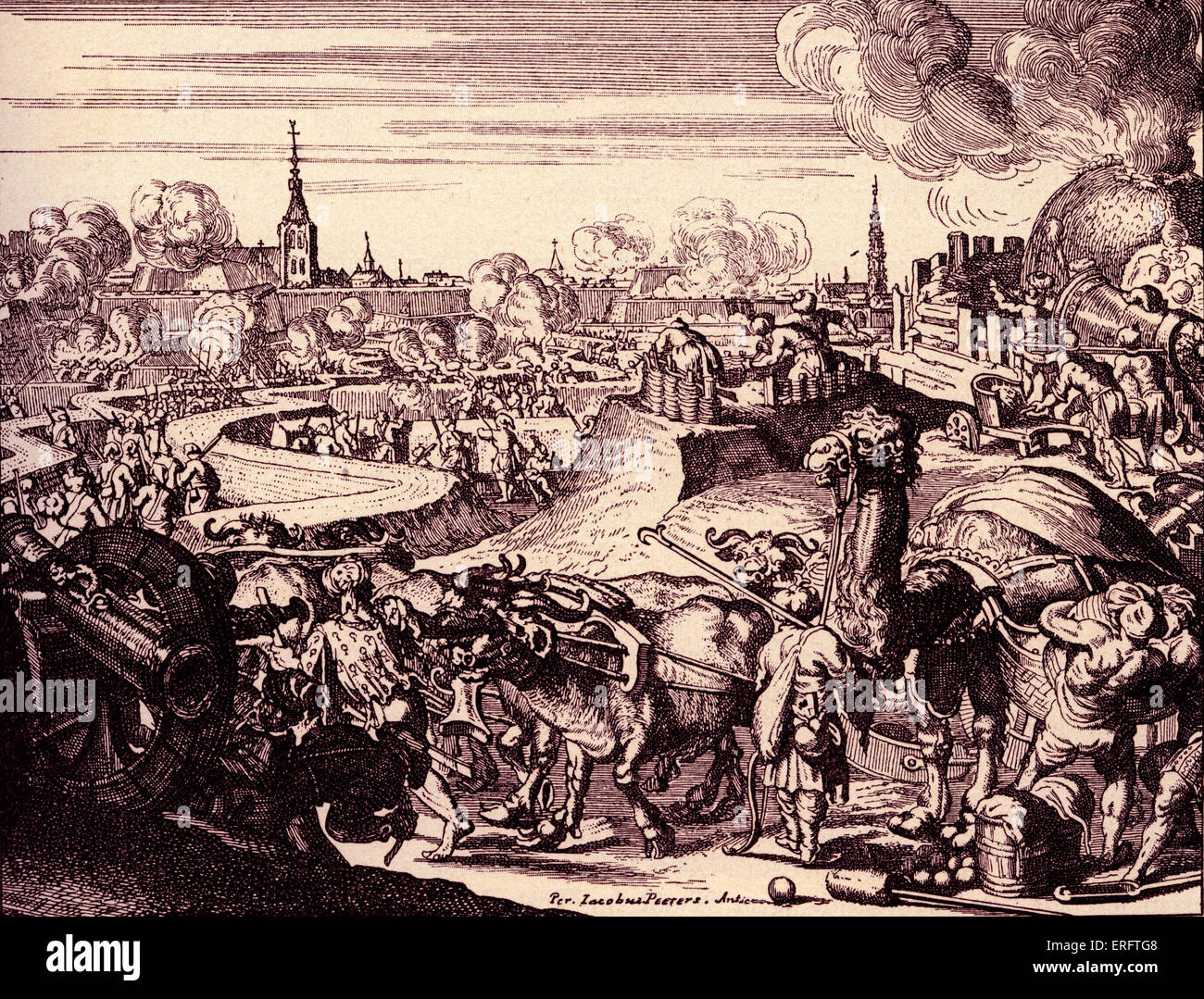 Camp turc en dehors de Vienne - gravure par Romeyn de Hooghe. Le siège de Vienne par les Turcs, 1529 Banque D'Images