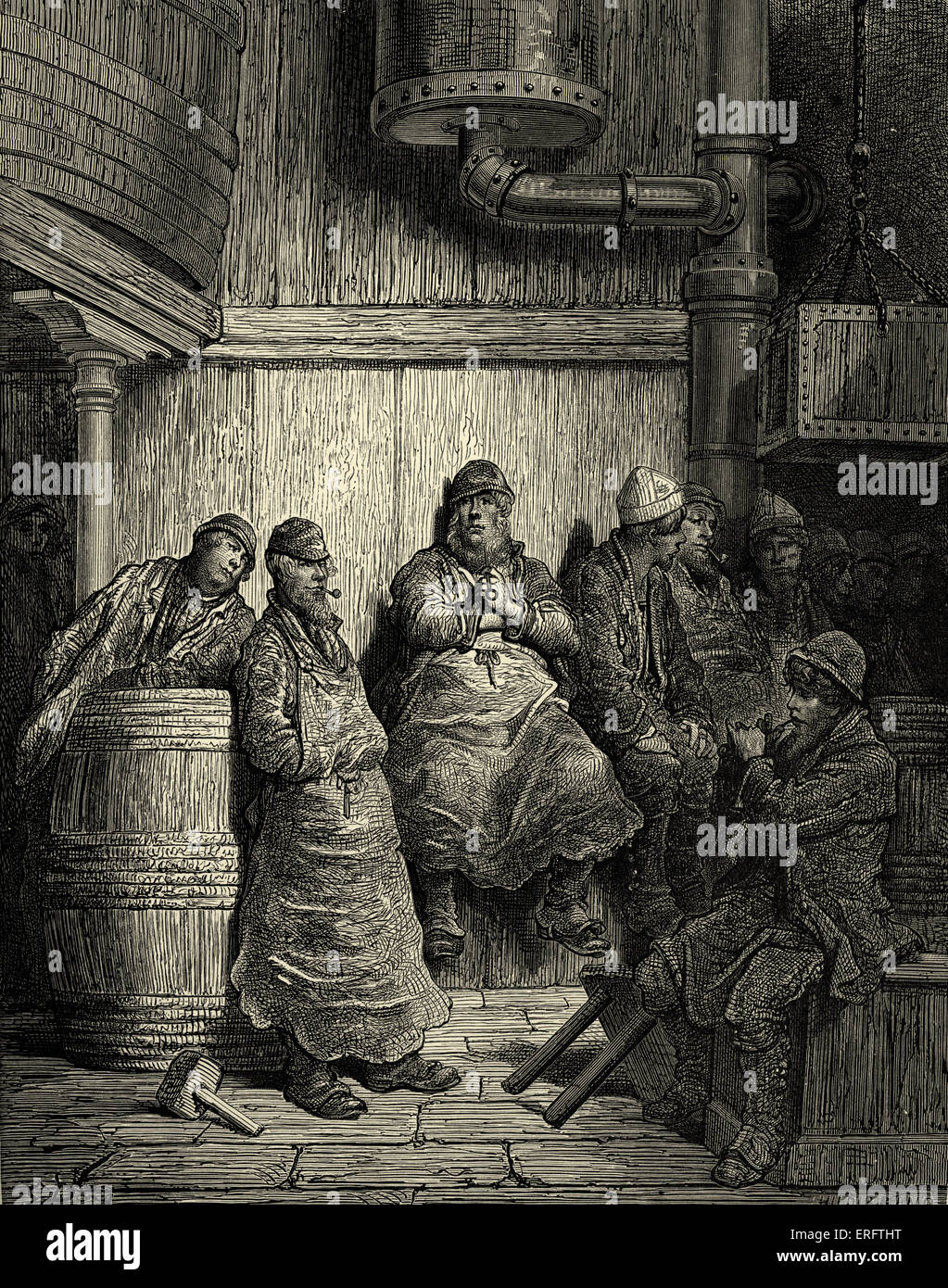 Le Londres victorien brasserie. Gravure de Gustave Doré, de 'London, un pèlerinage, par Gustave Doré et Blanchard Jerrold', 1872. Banque D'Images