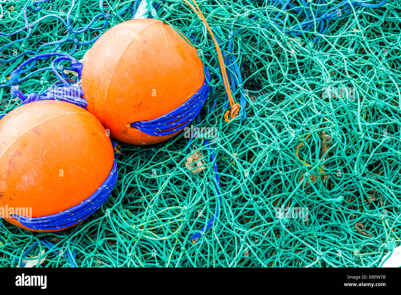 Les filets de pêche à Cornwall, England, UK Banque D'Images