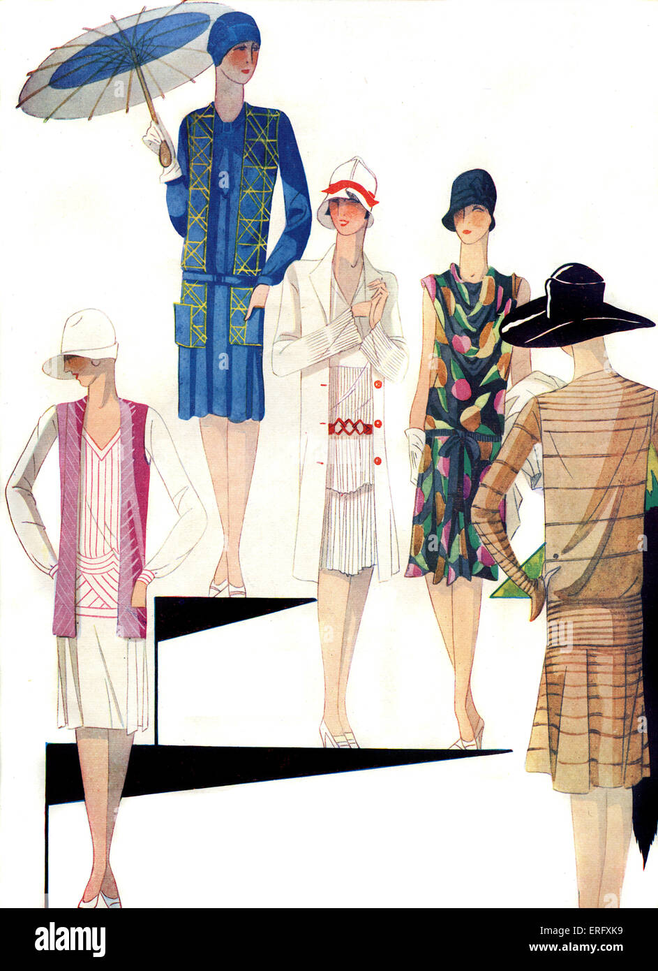 Robes en automne 1927 pour la cote 'Azur / Sud de la France . Titre se lit : En prévision de la Cote d'Azur, des Banque D'Images