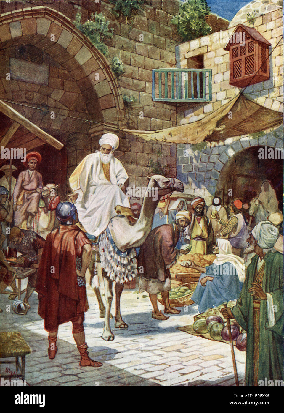 Les Mages arrivent à Bethléem. 'Voici, sages de l'orient arrivèrent à Jérusalem, disant : Où est celui qui est né roi de Banque D'Images