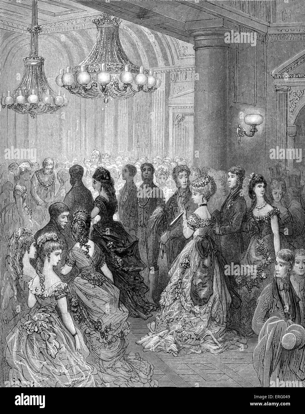 Balle victorienne à la Mansion House, Londres. Gravure de Gustave Doré, de 'London, un pèlerinage, par Gustave Doré et Banque D'Images