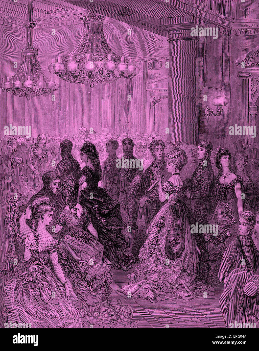 Balle victorienne à la Mansion House, Londres. Gravure de Gustave Doré, de 'London, un pèlerinage, par Gustave Doré et Banque D'Images