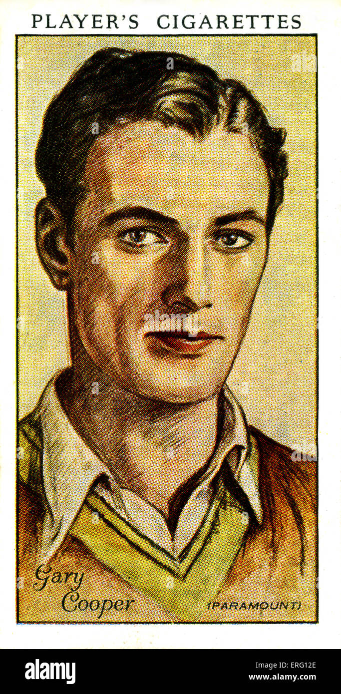 Frank James Cooper, Gary' 'American film acteur. 7 mai 1901 - 13 mai 1961. La cigarette du joueur (carte). Banque D'Images