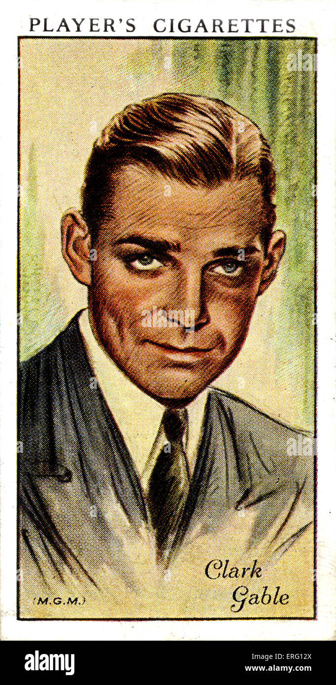 William Clark Gable, acteur américain. 1 février 1901 - 16 novembre 1960. La cigarette du joueur (carte). Banque D'Images